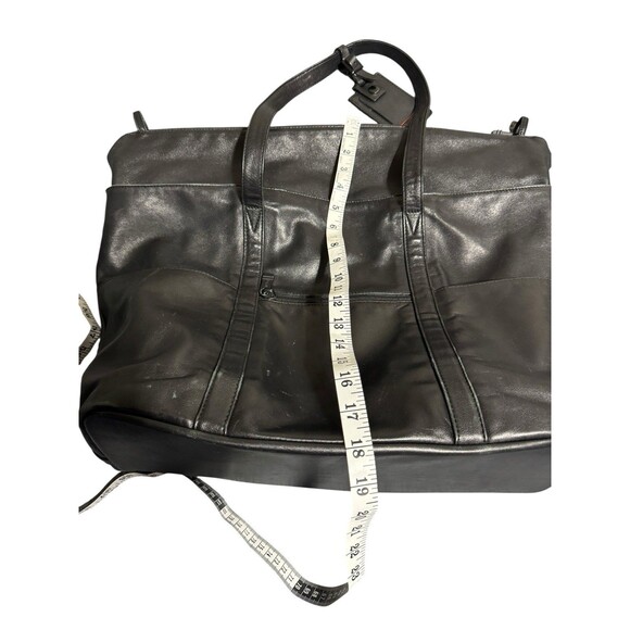 Tumi Weekender Bag Black Leather Tote Travel 18x17x8 - Picture 16 of 16